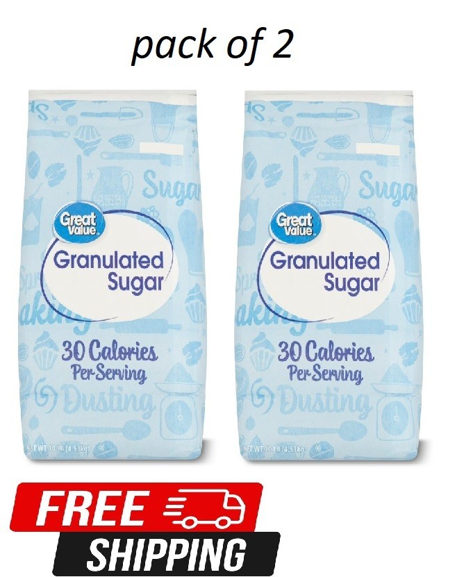 Great Value Pure Granulated Sugar, 10lb,New (2 Pack)