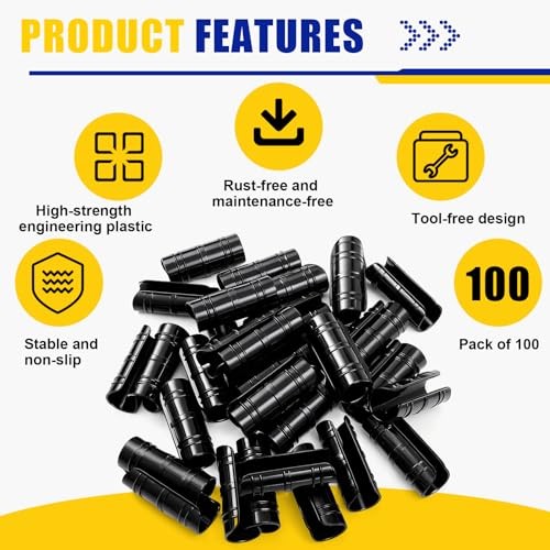 100 Pcs 1-1/4 Inch Greenhouse Clips Plastic Clamps 32 mm black Garden