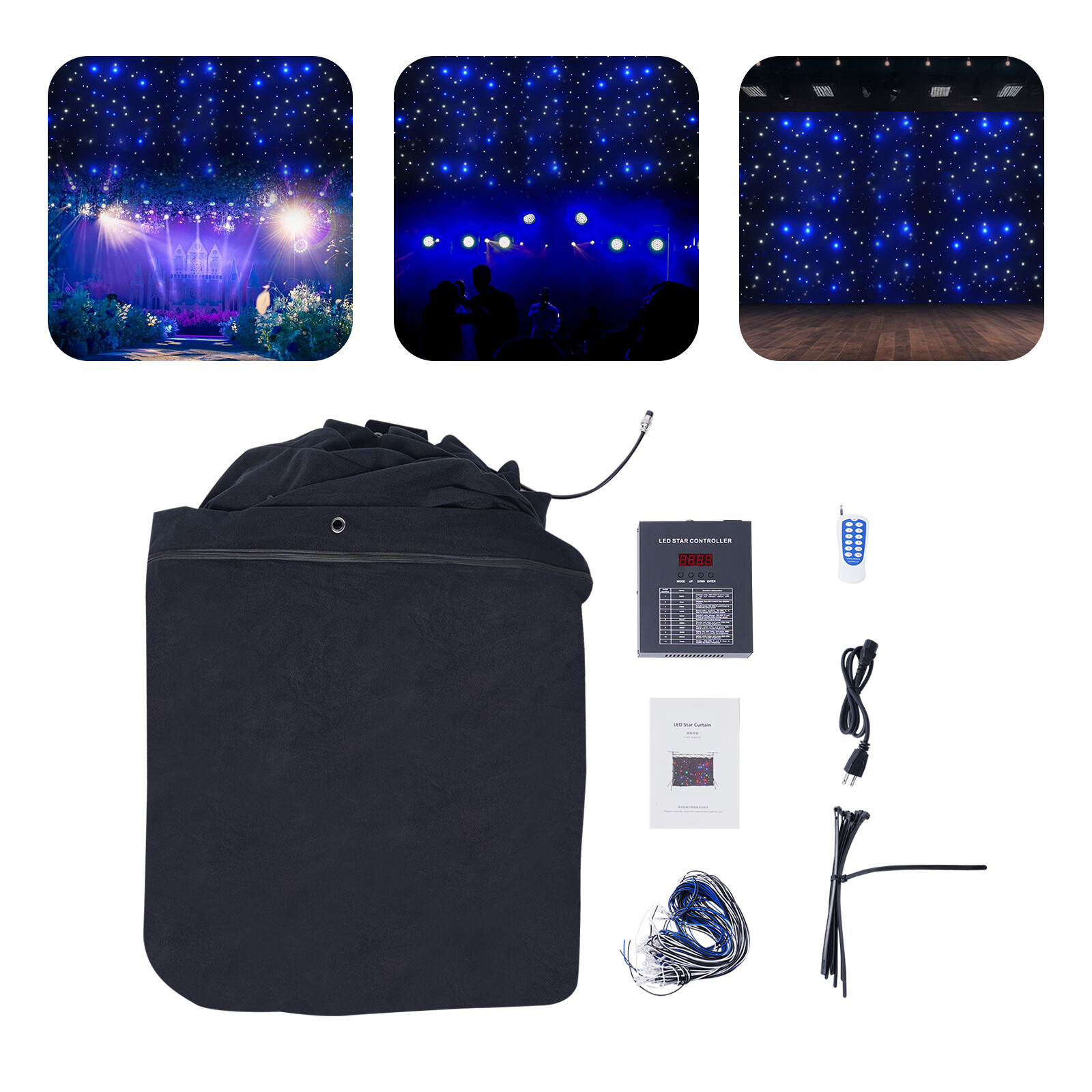 LED Star Stage Backdrop Star Curtain DMX512 Background Starry Sky + Controller