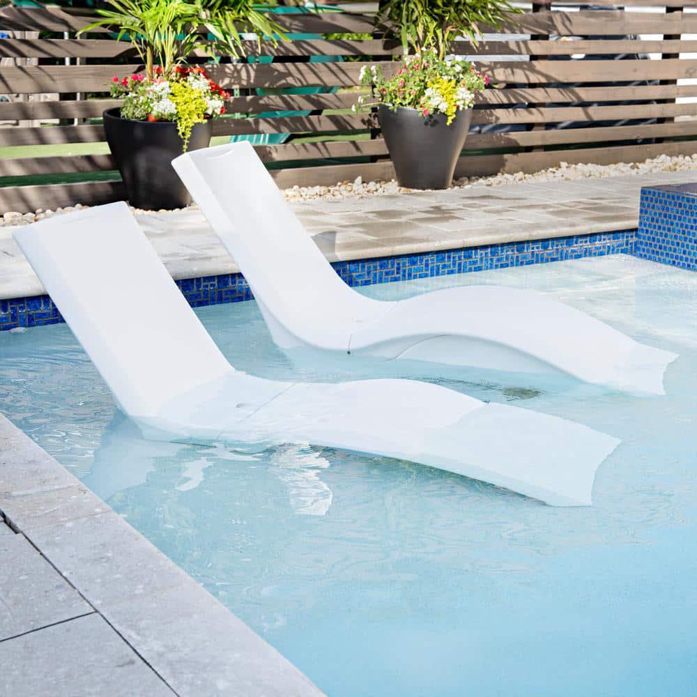 Pool Lounger Chair White Weight Sand Cavity In-Water Ergonomic Weather-Resistant