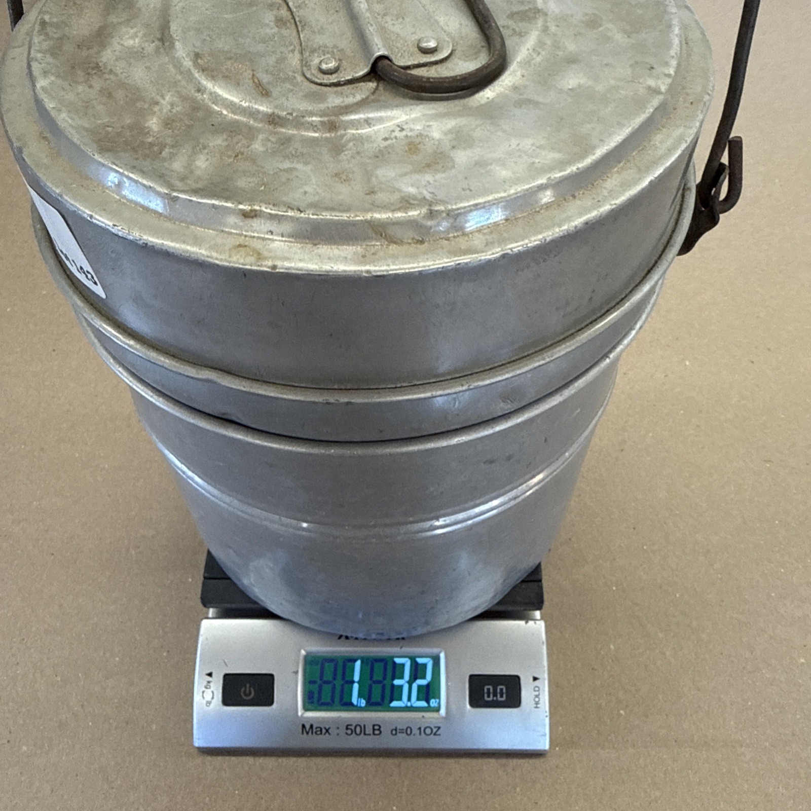 Vintage 4-piece Aluminum Coal Miner's Lunch Bucket In Very Good Used Condition