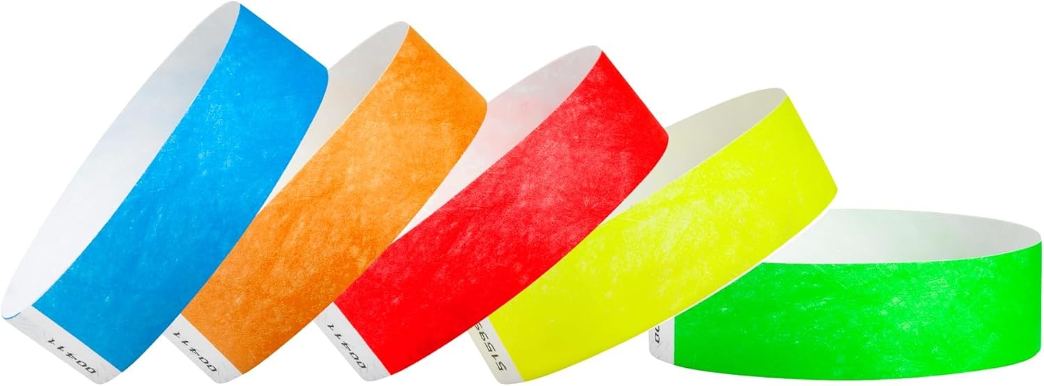 500 WristCo Tyvek Wristbands for Events – 500 500 ct., 5 Color Variety Pack