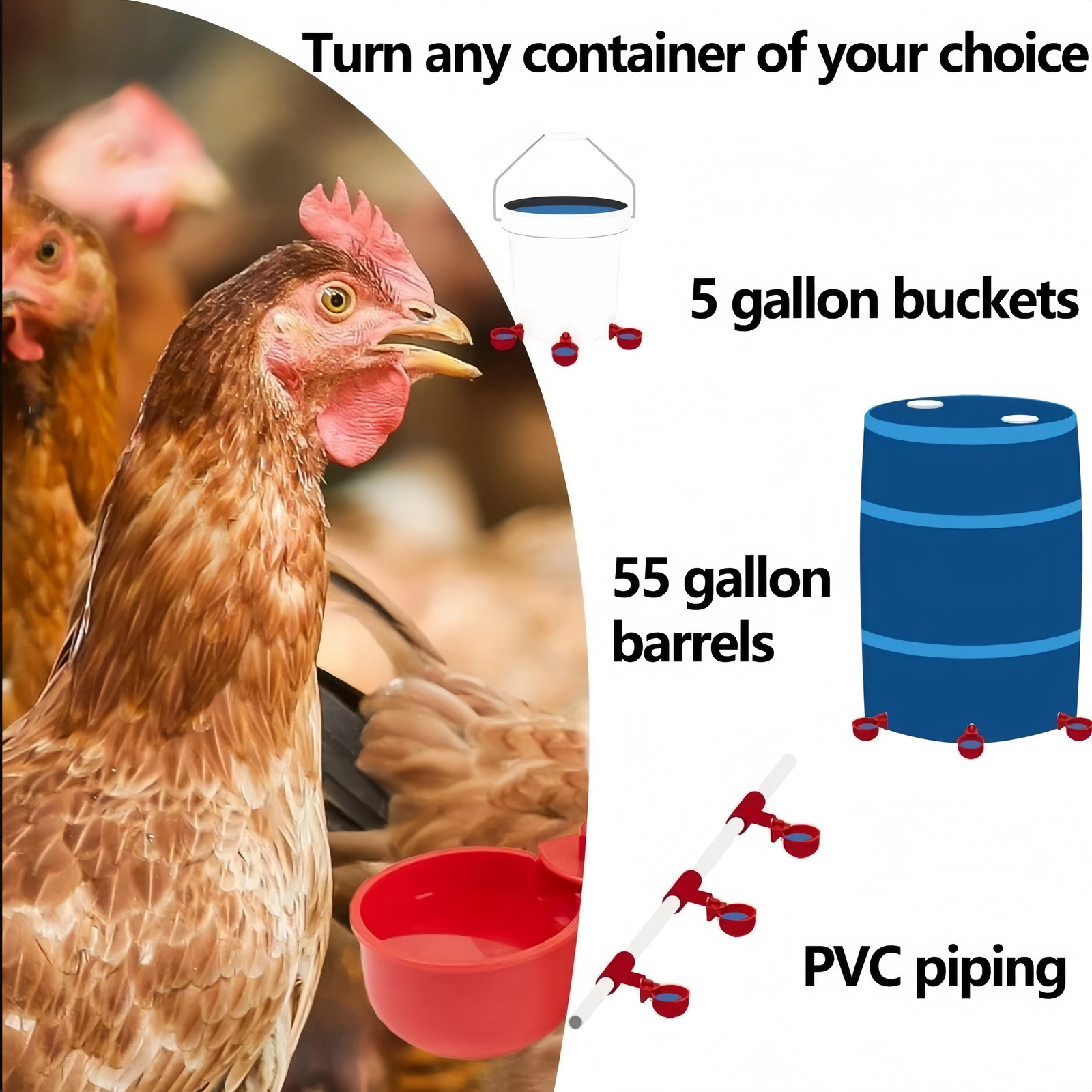 12 PCS Chicken Automatic Watering Cups Poultry Drinker Waterer Duck Quail Hen