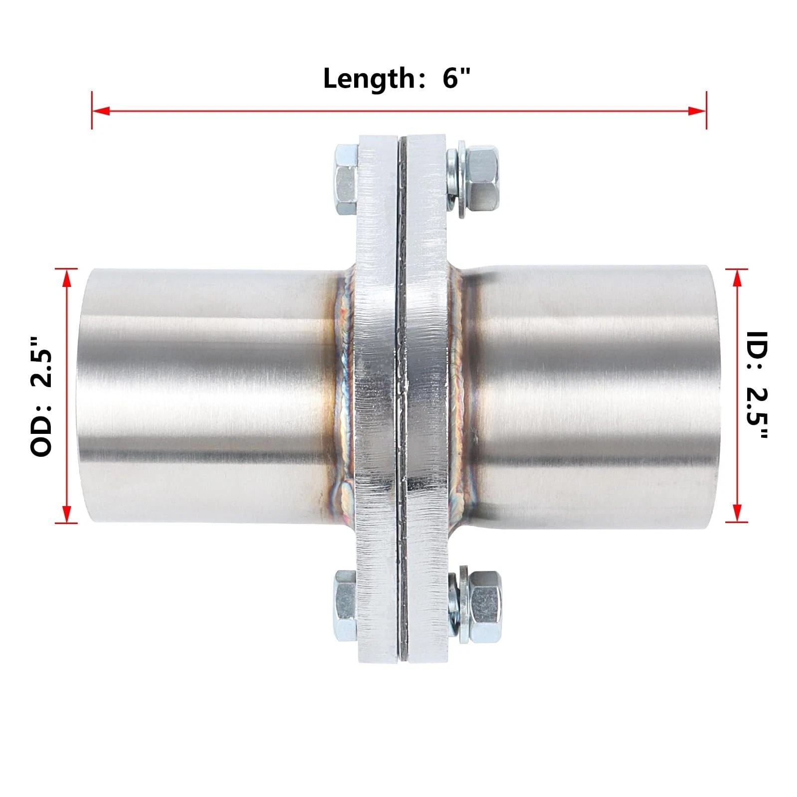 All Out Fab 2.5 inch Exhaust Flange Repair Pipe Kit 2 Bolts & Gasket hardware