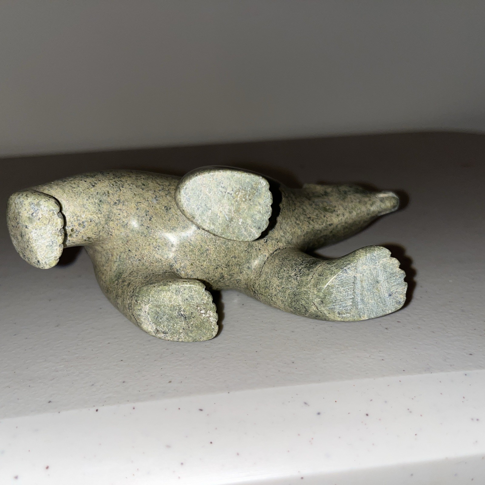 Signed Inuit Handcarved Soapstone Walking Bear