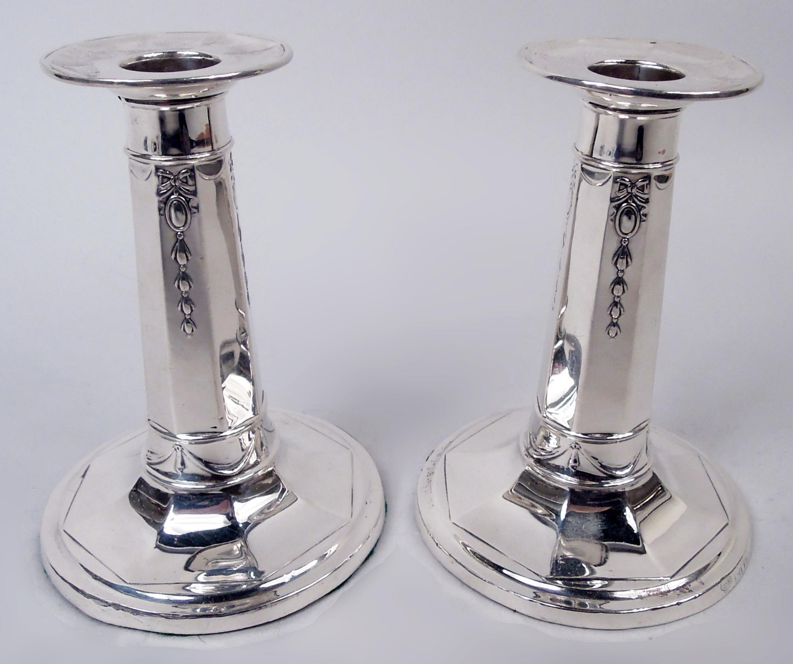 Goldsmiths & Silversmiths Candlesticks Antique English Sterling Silver 1905