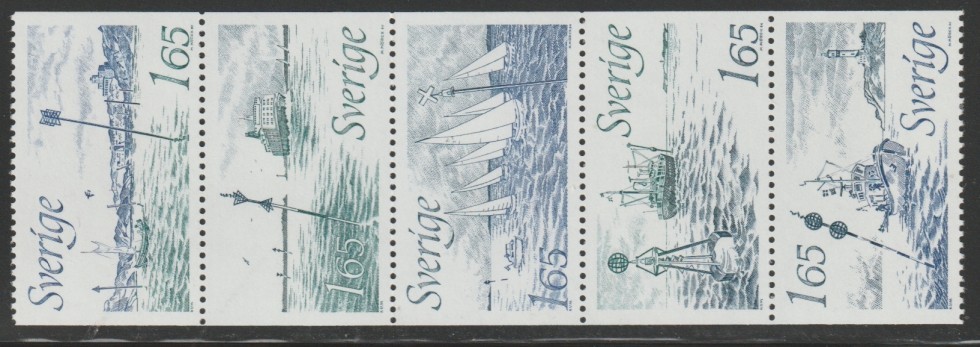 Sweden    1982   Sc # 1414      Booklet  Pane of 5   MNH