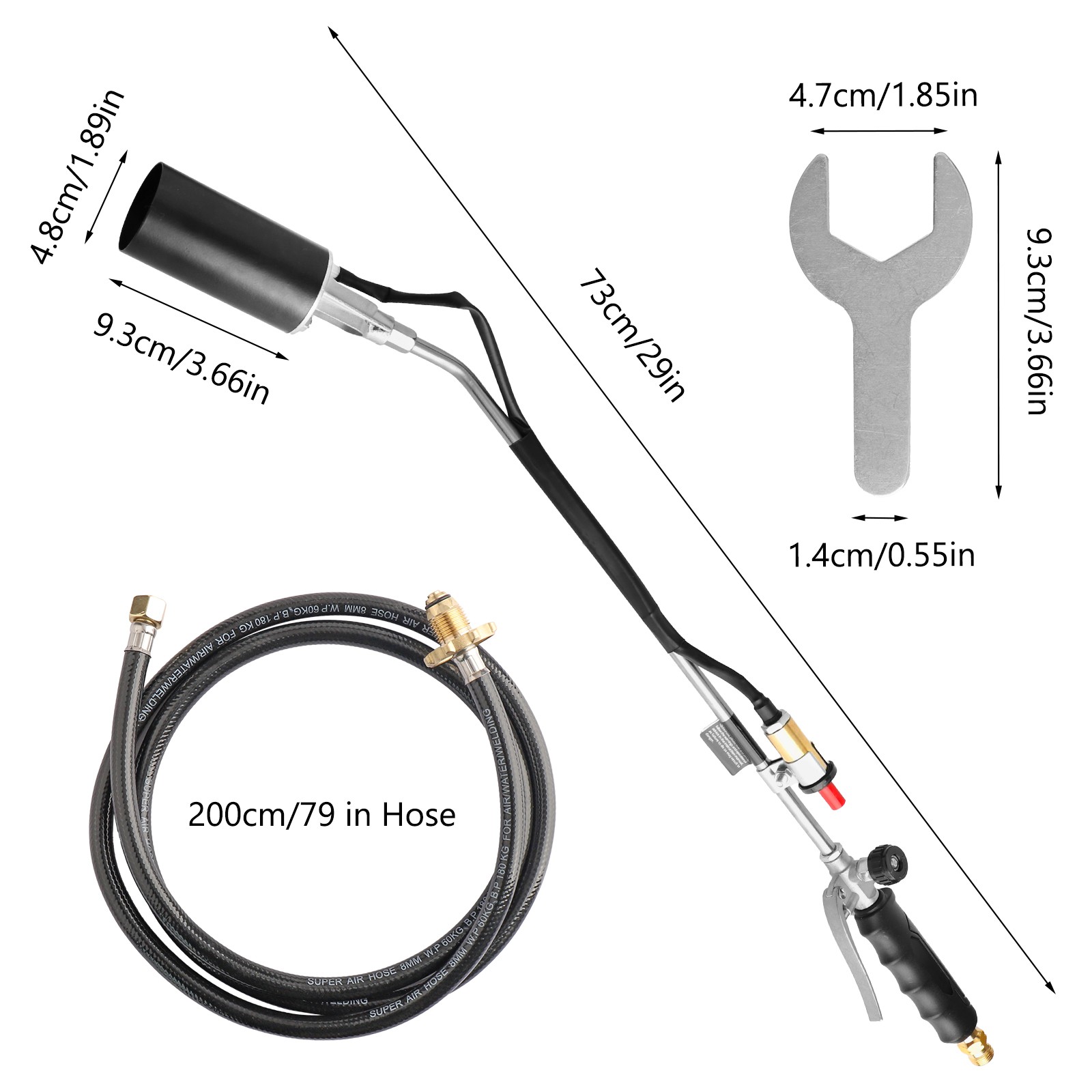 Portable Propane Torch Weed Burner Ice Snow Melter Outdoor Flame Thrower w/ Hose