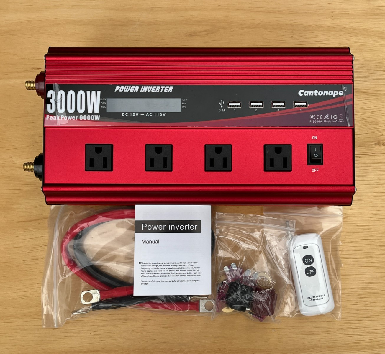 Used CANTONAPE 3000W Power Inverter 12V to 110V/120V DC to AC  LCD Display
