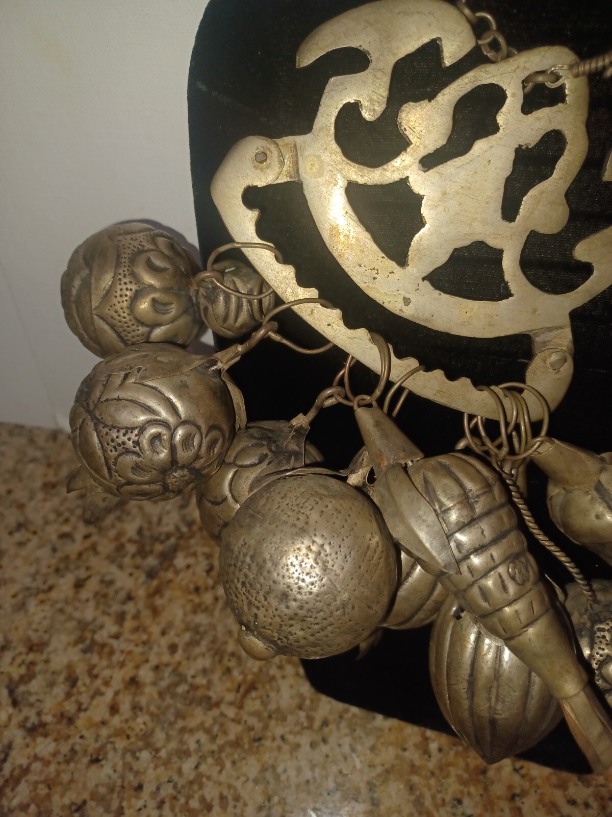 Brazilian Penca de Balangandan Silver on Brass 10 Charms Brazil