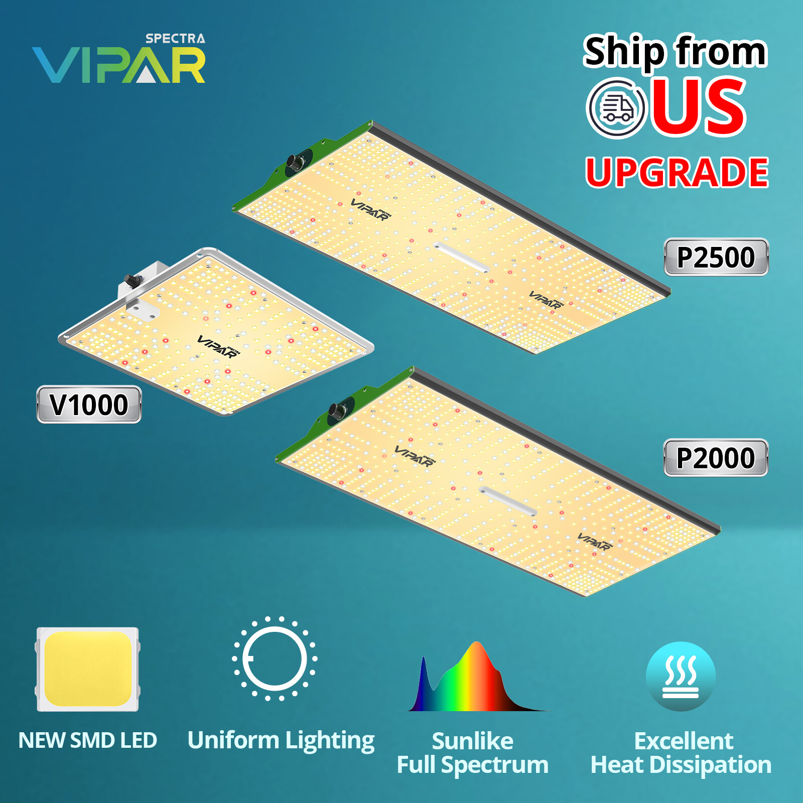 VIPARSPECTRA V1000 P2000 P2500 LED Grow Lights Full Spectrum All Plants Veg IR