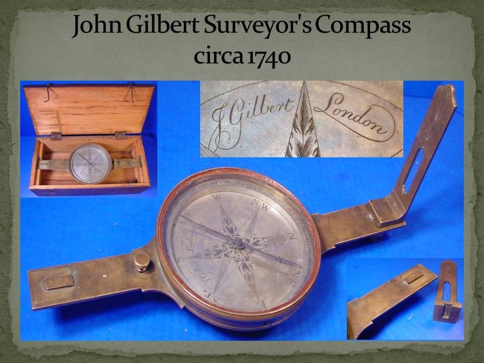 1740 John Gilbert Plain Compass + Original Box - Rare 18th Century Compass