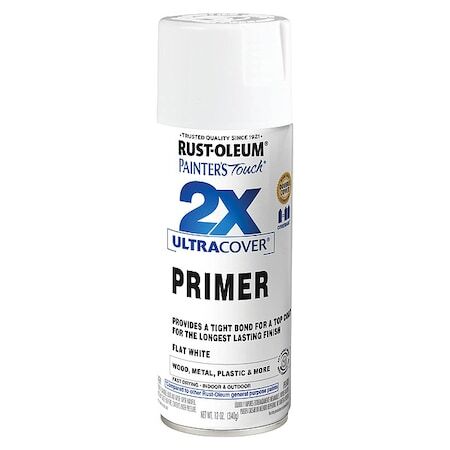Rust-Oleum 334019 Spray Primer,Flat,White,12 Oz,Exterior