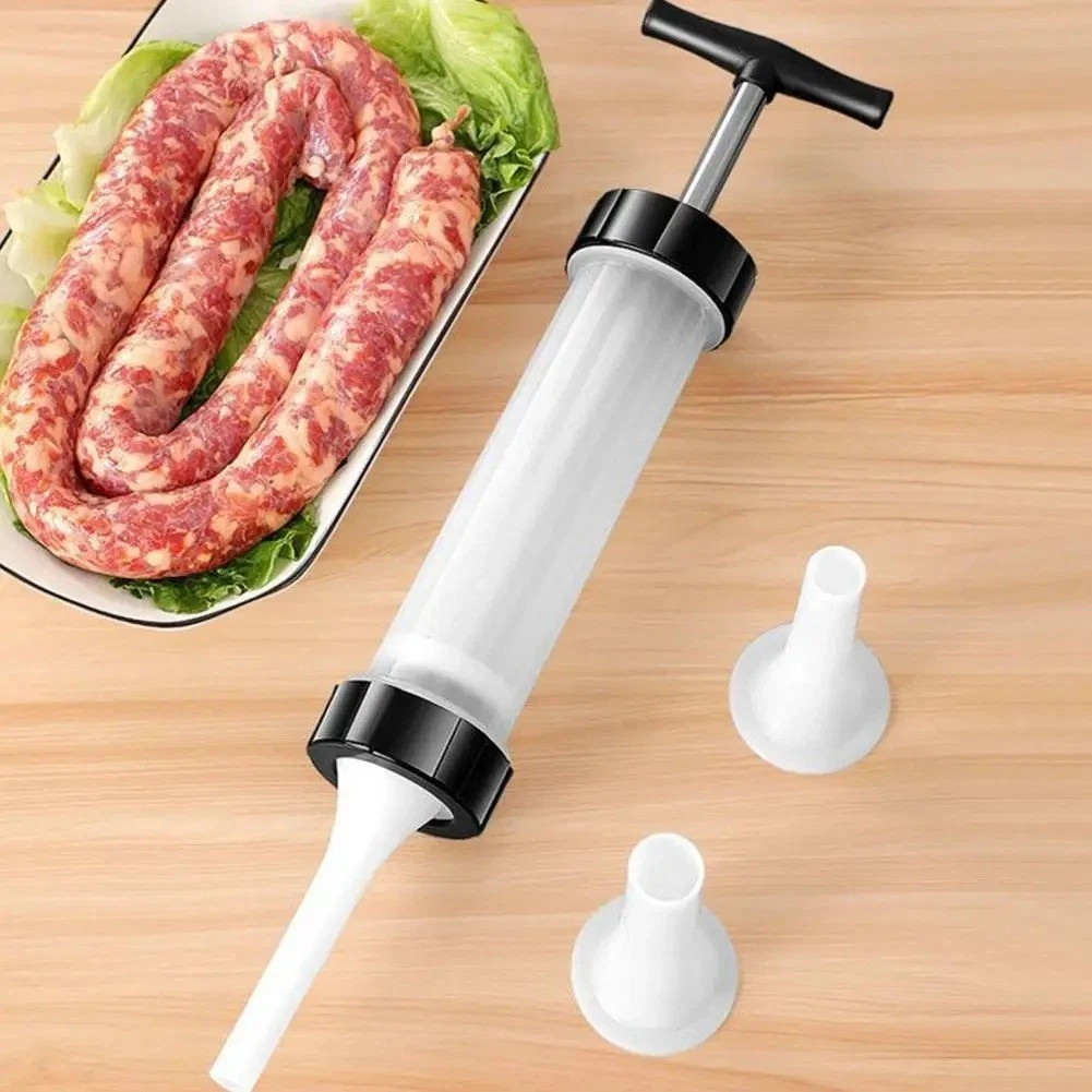 Manual Sausage Stuffer – Homemade Sausage Maker with 3 Funnels Meat Injector**