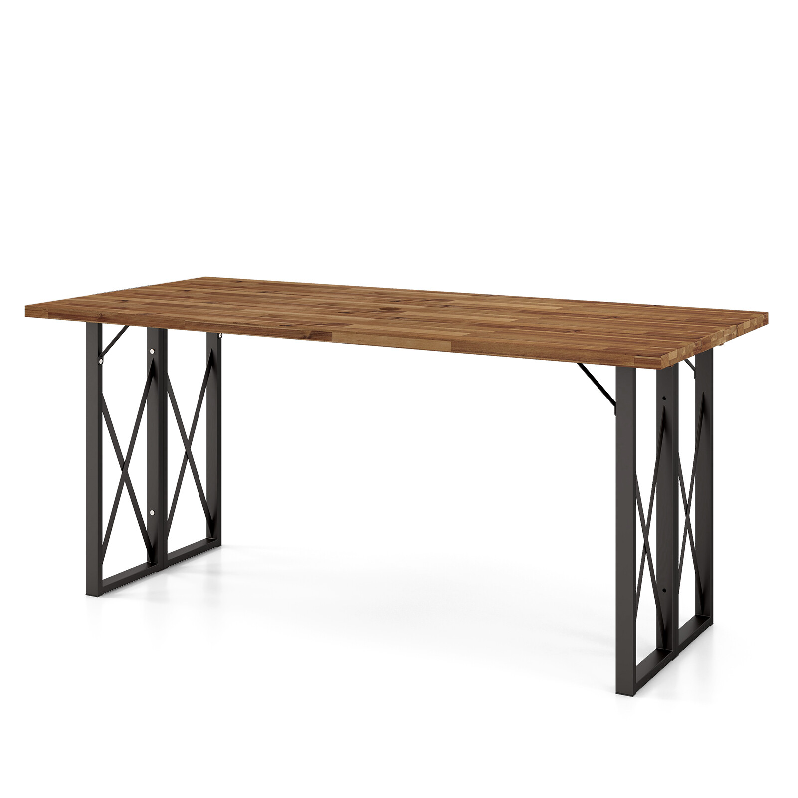 Patio 67" Rectangle Table Heavy-Duty Acacia Wood Dining Table with Umbrella Hole