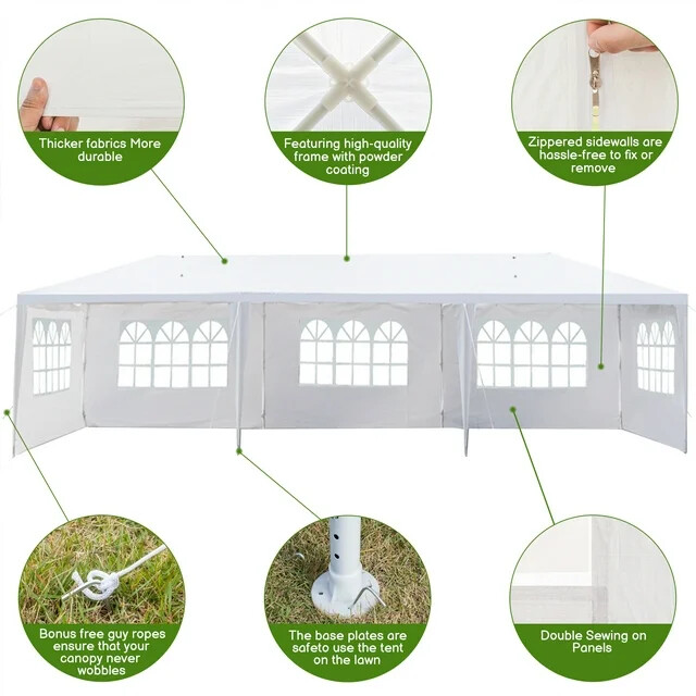 10'x30' Canopy Party Wedding Tent Outdoor Gazebo Pavilion Heavy Duty/Spiral Tube