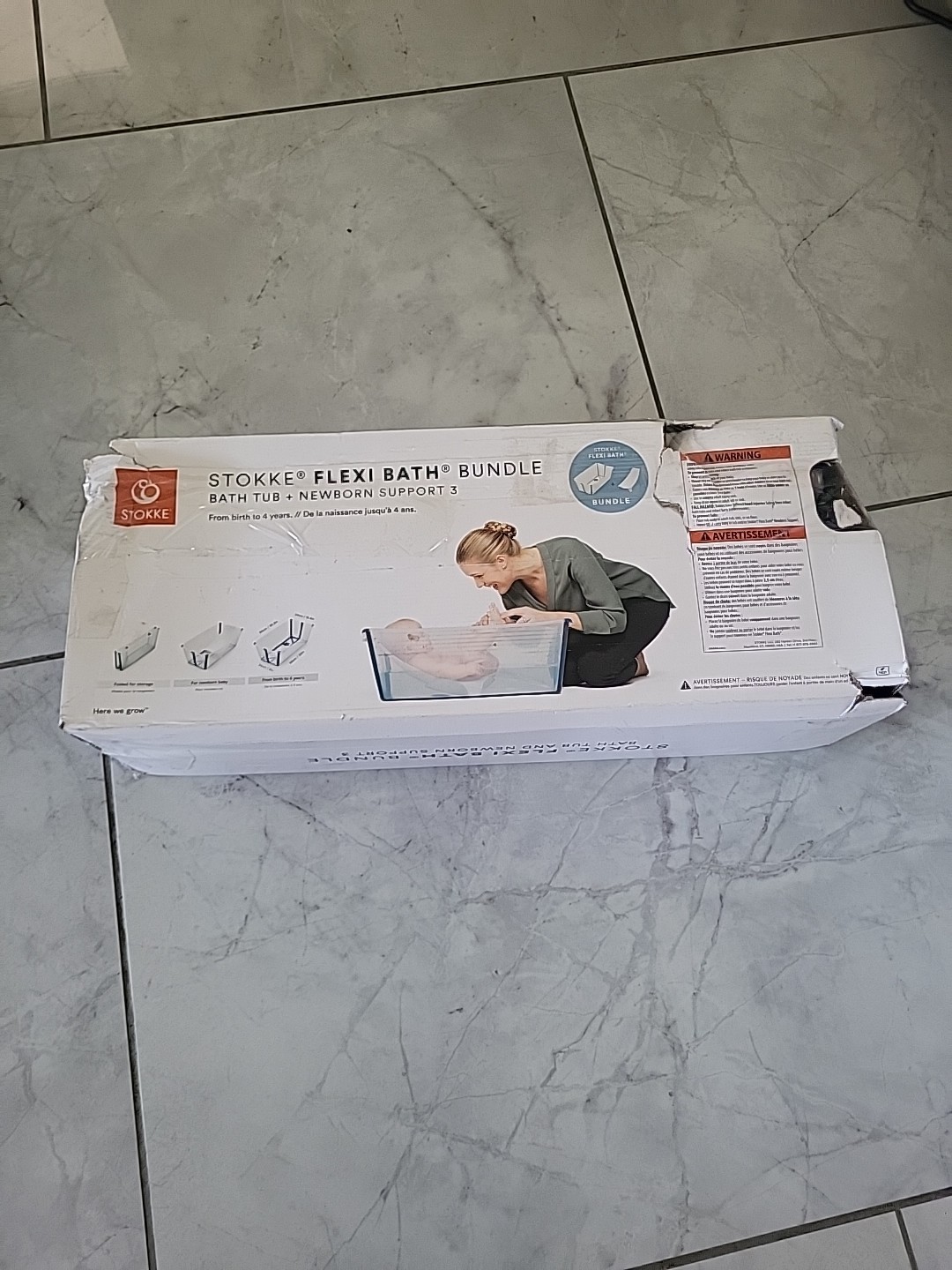 Stokke Flexi Bath Bundle, Sandy Beige - Foldable Baby Bathtub + Newborn Support