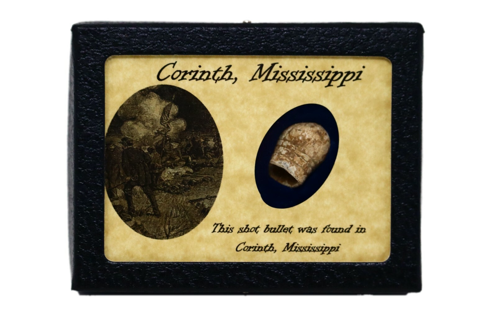 Civil War Bullet Relic from Corinth, Mississippi with Display Case and COA