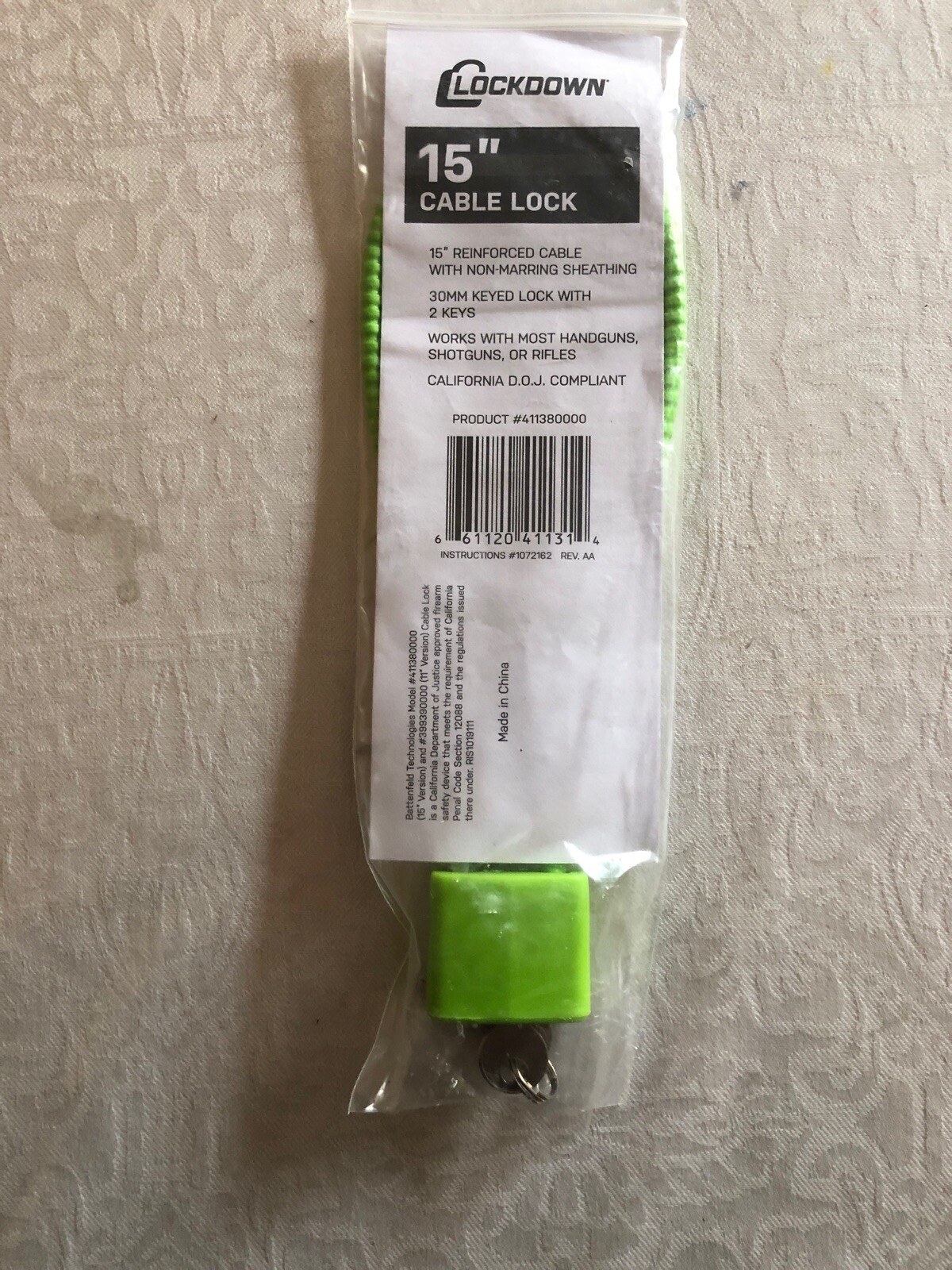 Firearm Handgun Rifle Shotgun Gun Cable Lock 15" Lockdown Brand New 2 Locks