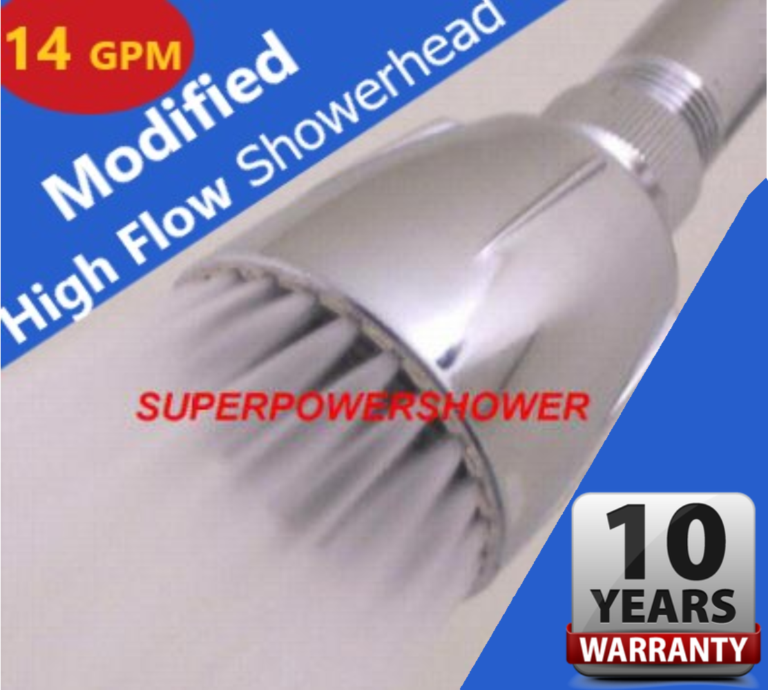 Original Modified HIGH FLOW SHOWER HEAD * 14 GPM Soft High Pressure * ABS Ball