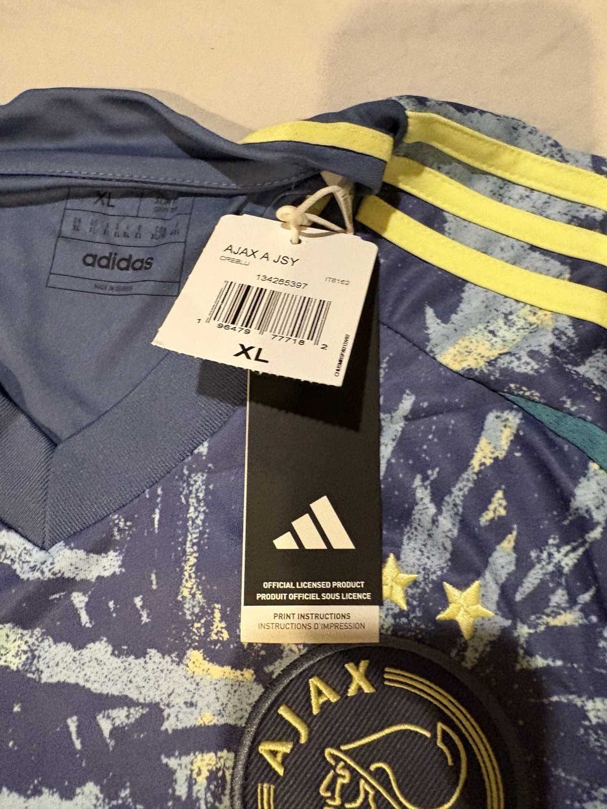 2024 Ajax Away Kit Jersey Adidas Men’s XL Brand New with Tags Blue
