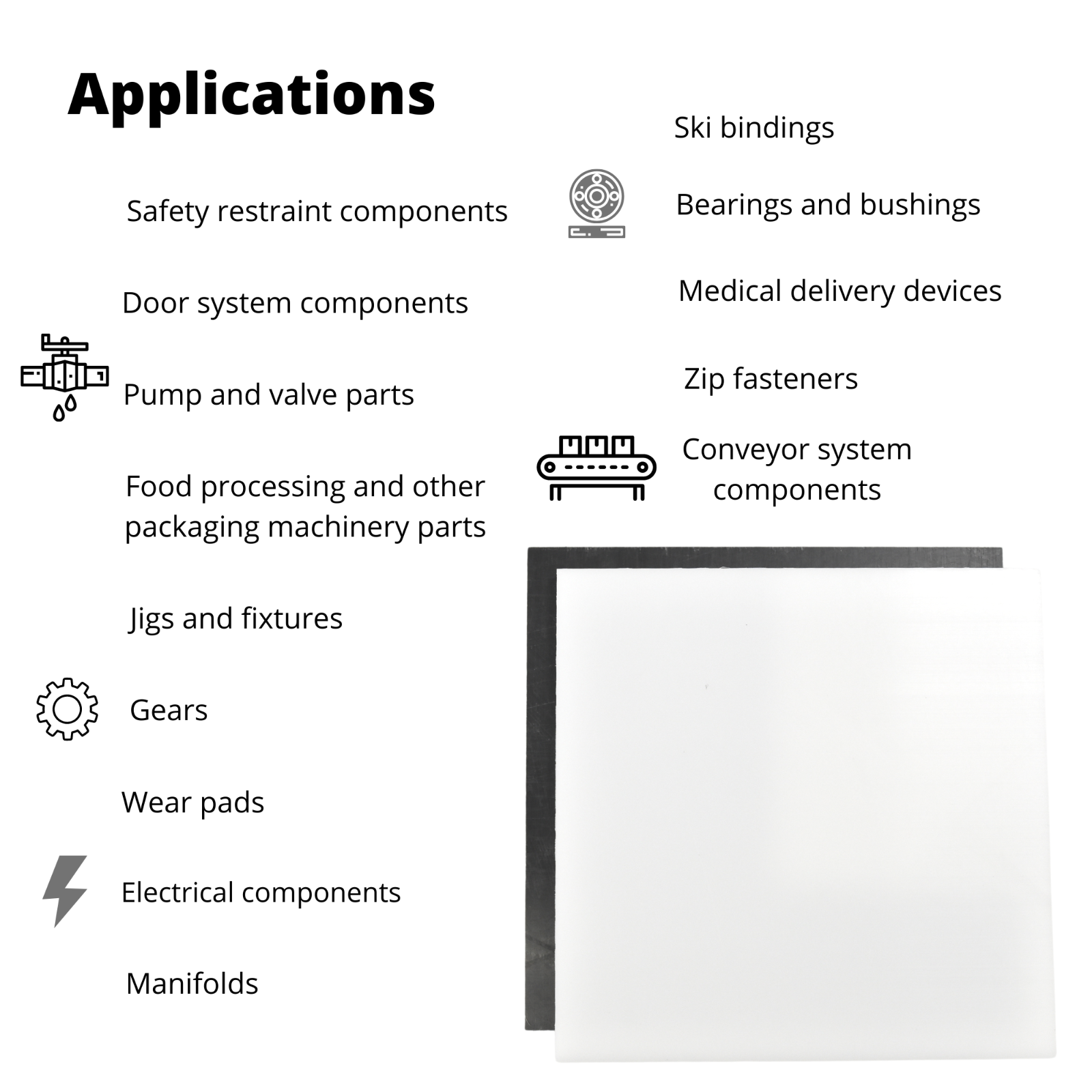 Delrin / Acetal Copolymer Plastic Sheet Various Sizes and Colors