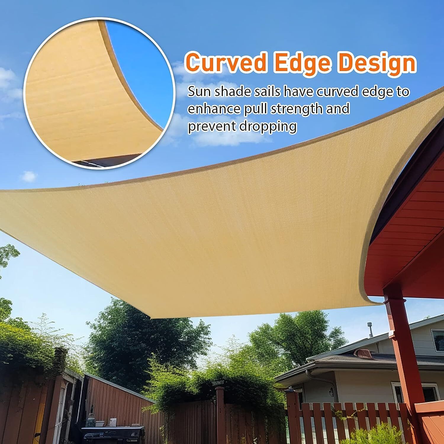Sun Shade Sail Canopy Rectangle Sand UV Block Sunshade For Backyard Deck Outdoor