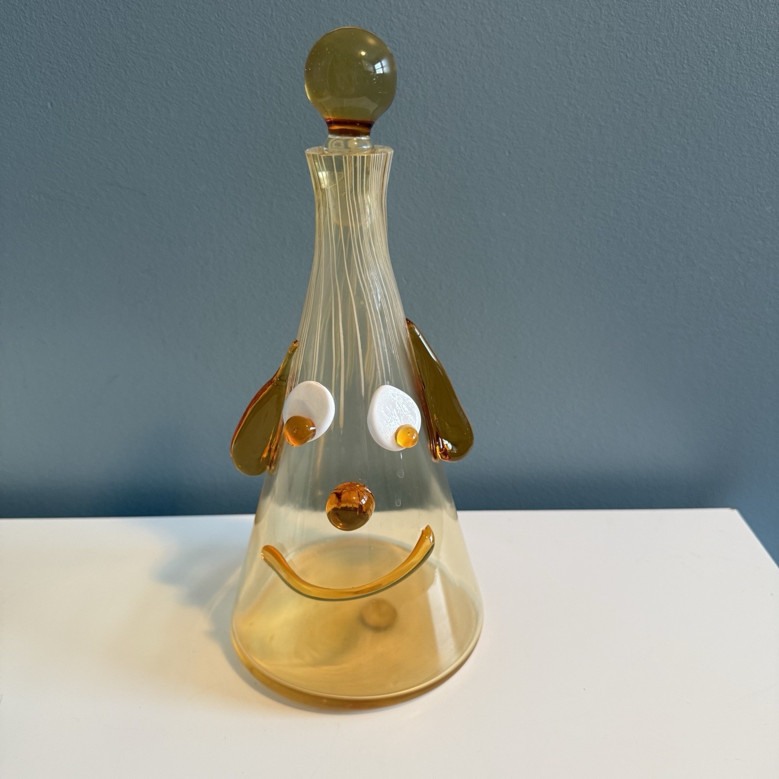 Fratelli Toso Murano Art Glass Clown Face Decanter With Stopper