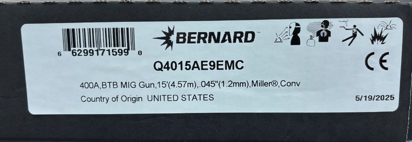 Bernard Q4015AE9EMC 400 Amp BTB Miller End 15 foot ACCULOCK