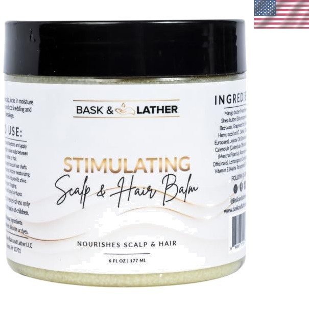 Bask and Lather Stimulating Scalp and Hair Balm for Hair Growth, Mango and Sh