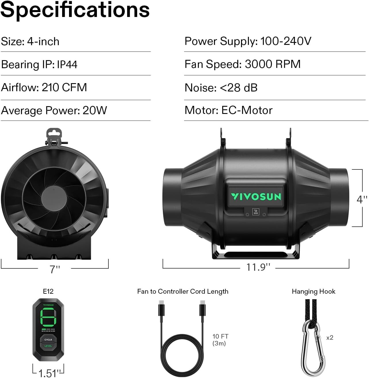 VIVOSUN AeroZesh T4/T6 Inline Duct Fan Smart Ventilation System