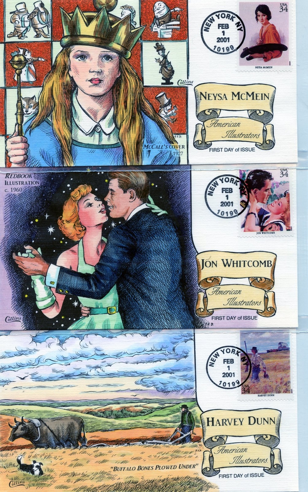WWLF COLLINS CACHET FDC 3502 a-t AMERICAN ILLUSTRATORS COMPLETE SET OF 20