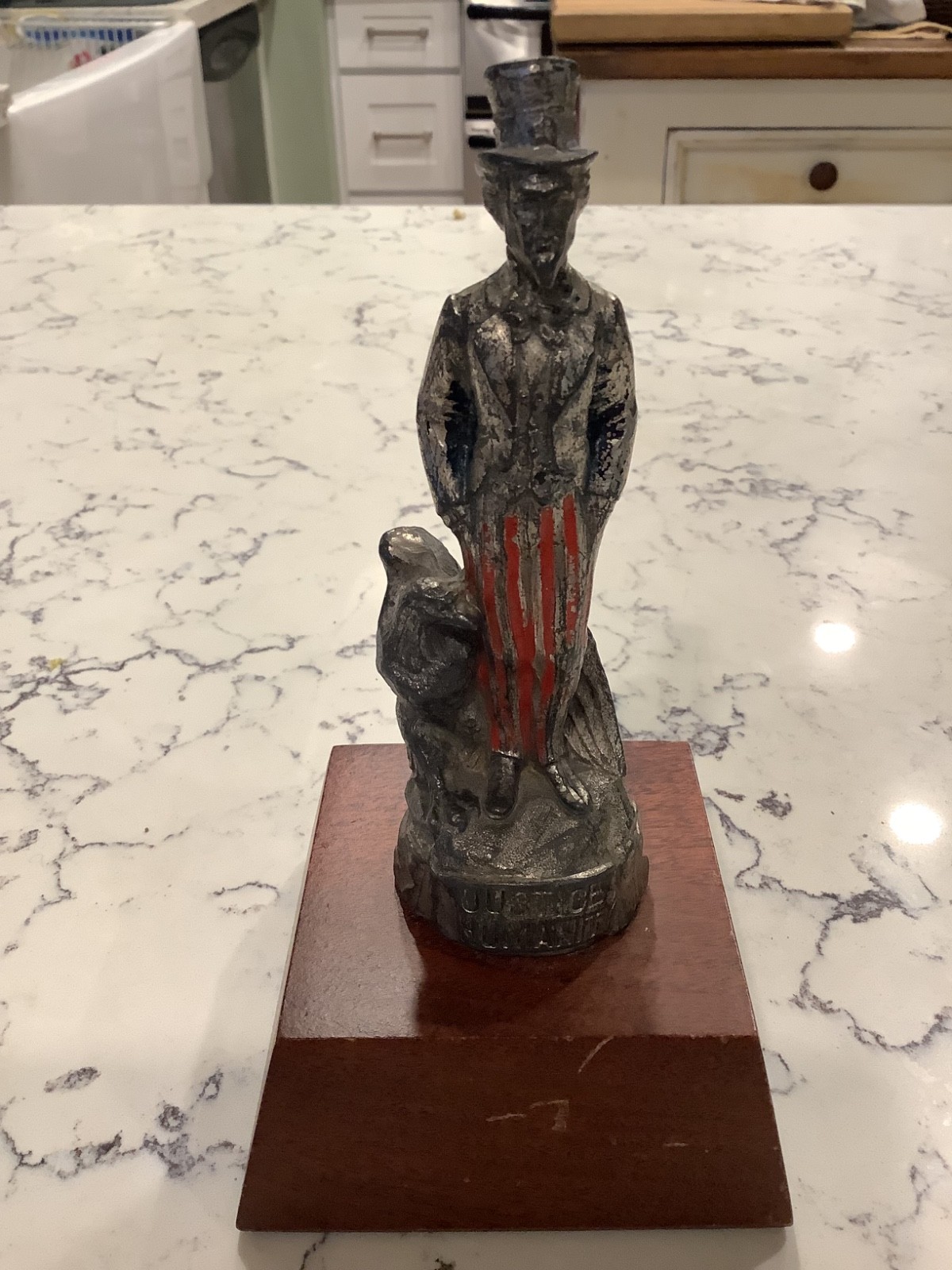 Vintage 1930s Hood Ornament Featuring Uncle Sam with Eagle by his Feet