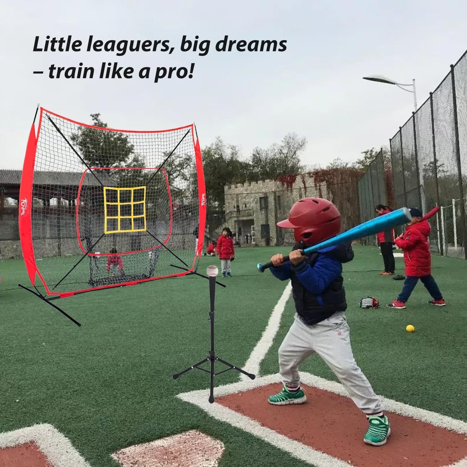 7×7FT Baseball Net with Batting Tee and Strike Zone Target, Portable Hitting ...