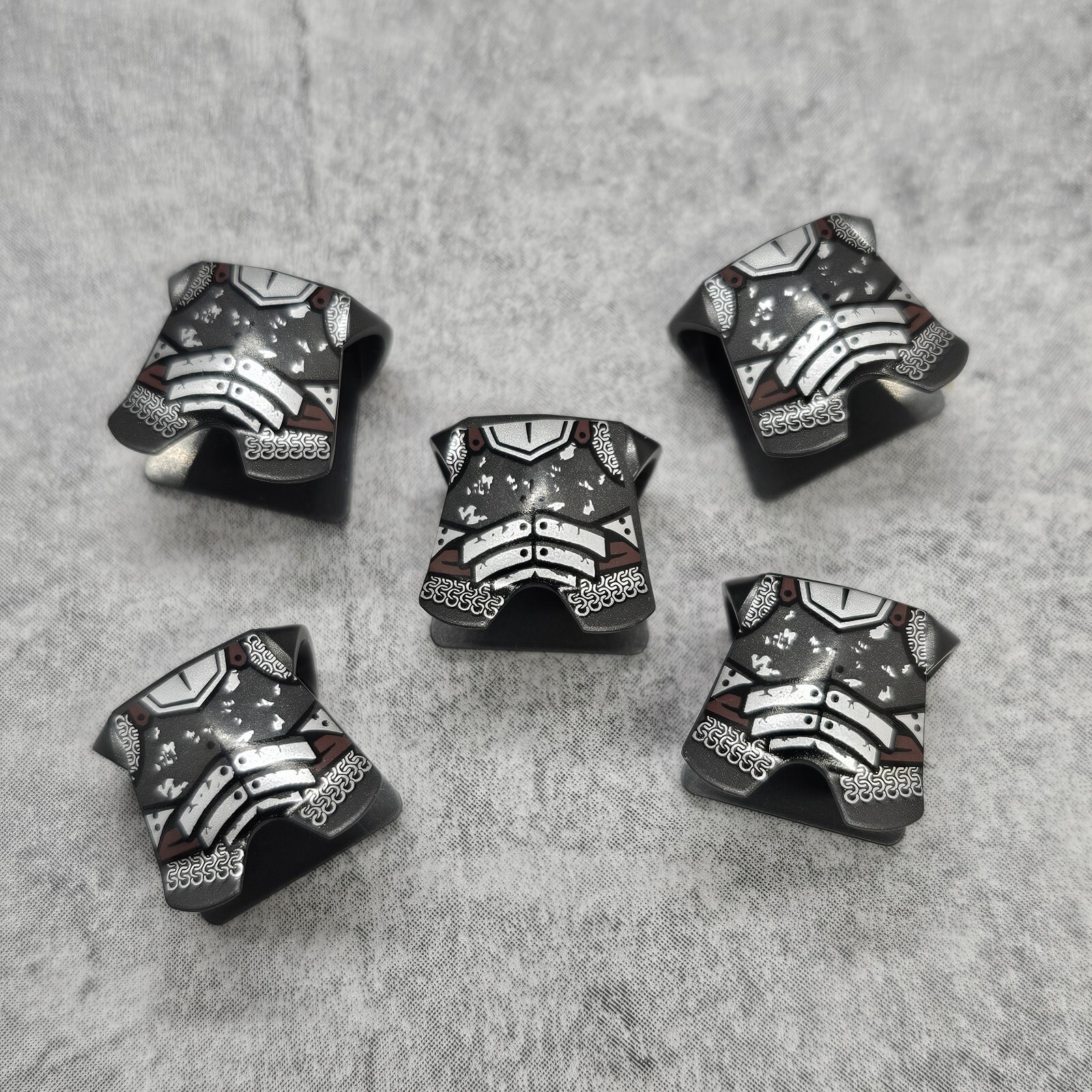 5pack Custom Weathered Gray Armor Blocks Accessories for Minifigures Gt3wba01