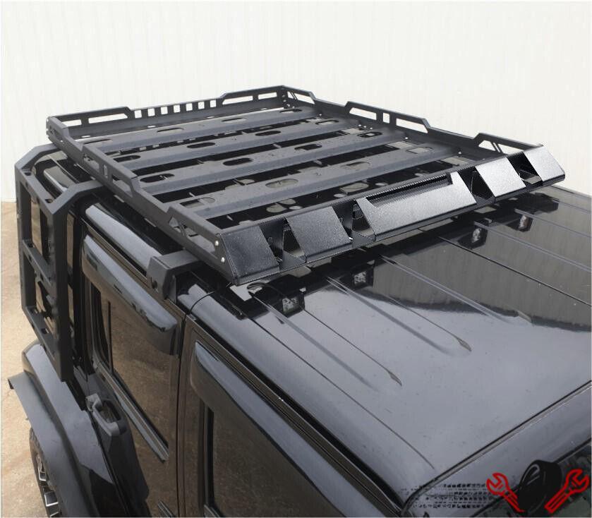 Roof Rack Cargo Basket Luggage Carrier & Ladders For 2007-2018 Jeep Wrangler JK