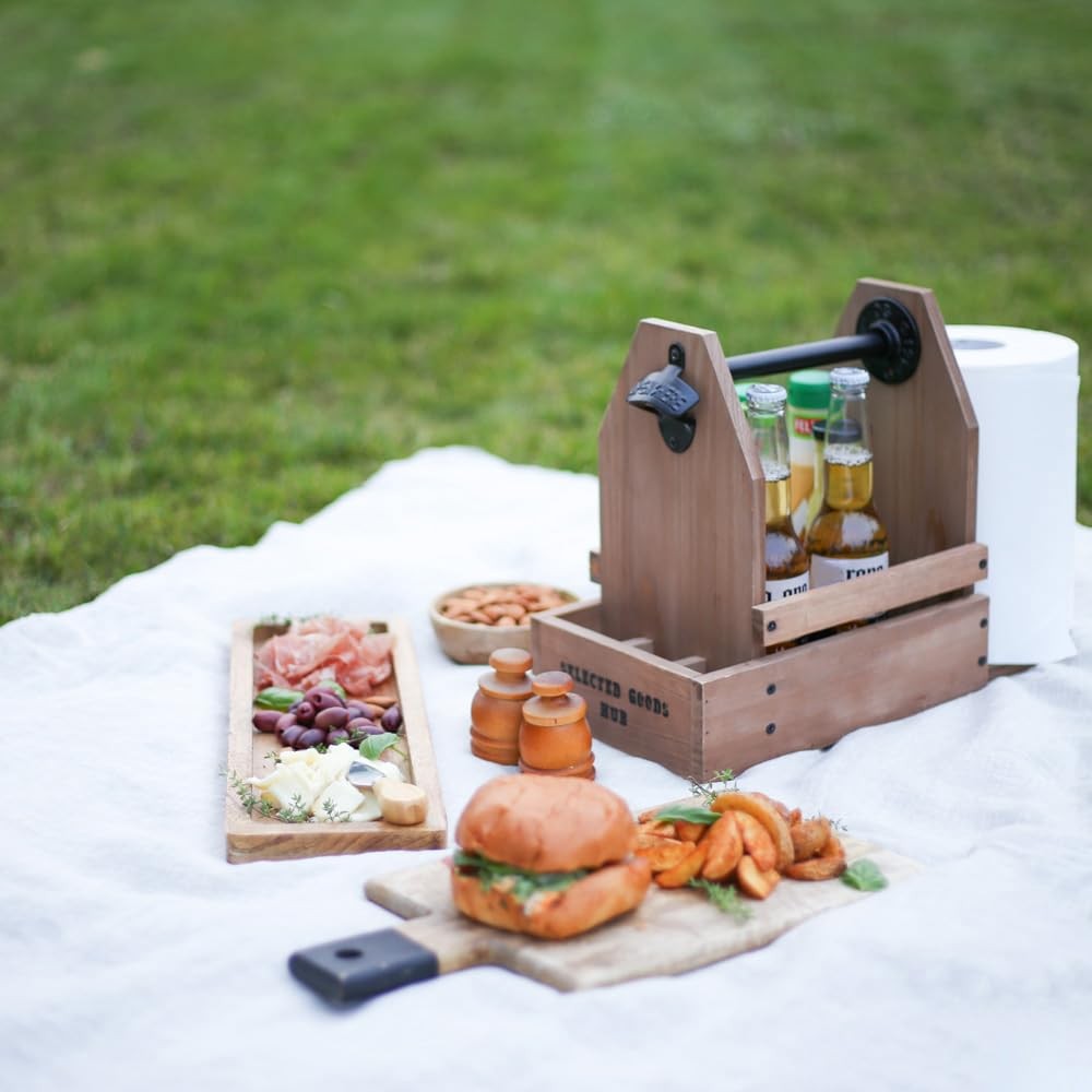 Wooden Grill Caddy Organizer - Versatile BBQ for Outdoor grill - brown