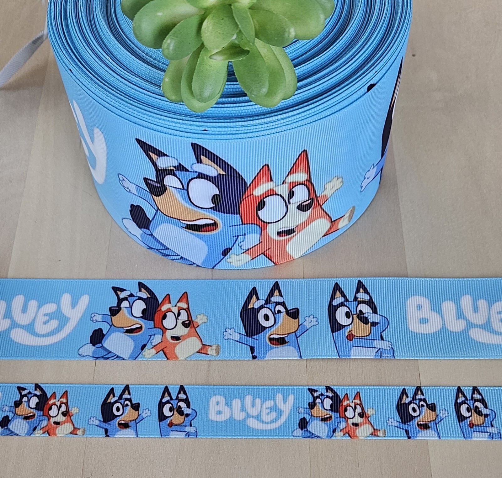 7/8, 1.5 & 3” (1 YD) Bluey Grosgrain Ribbon Bingo Bluey Chilli Hair Bow