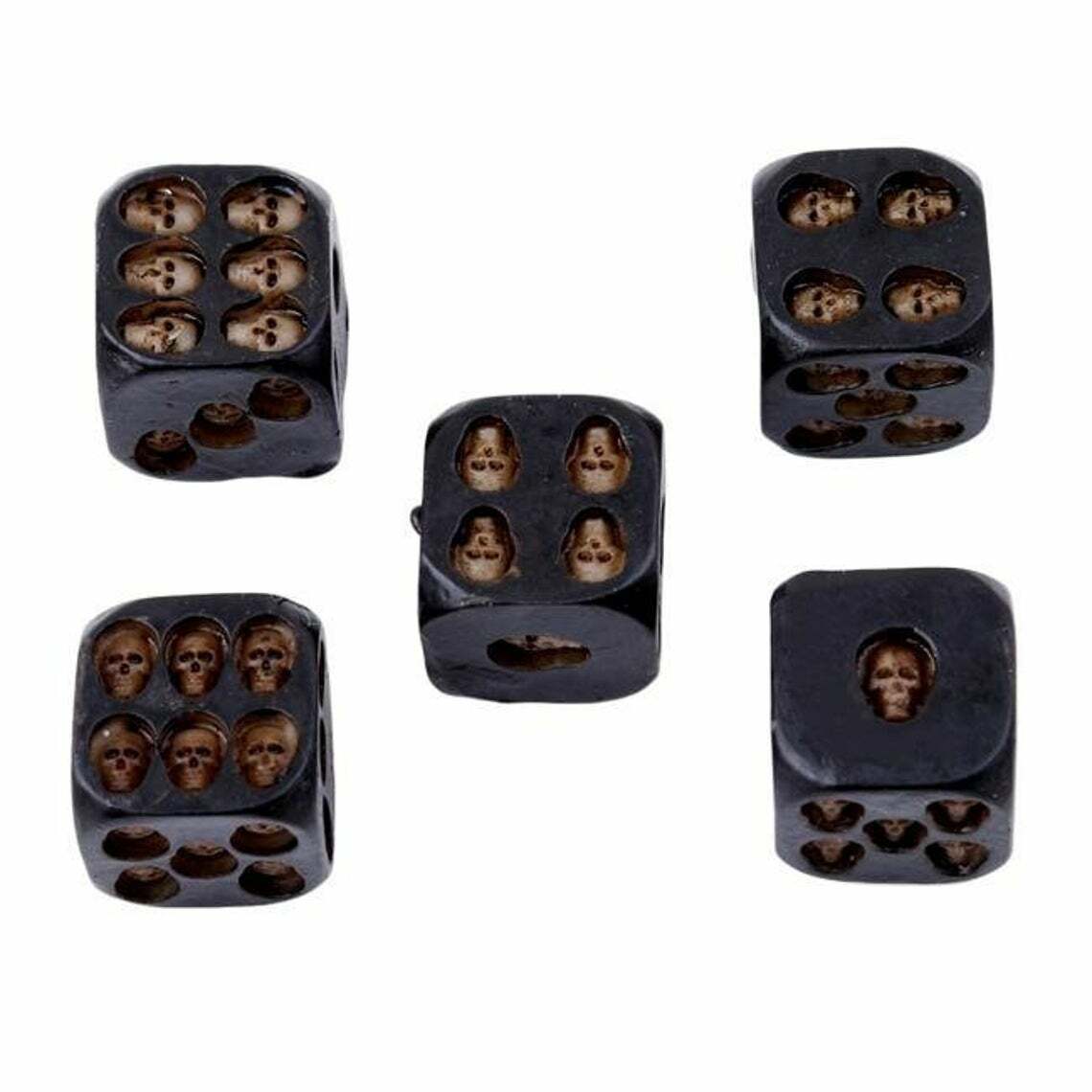 5 Skull Dice Set, Death Dice, Oddities, Curiosities, Skulls, Halloween Games