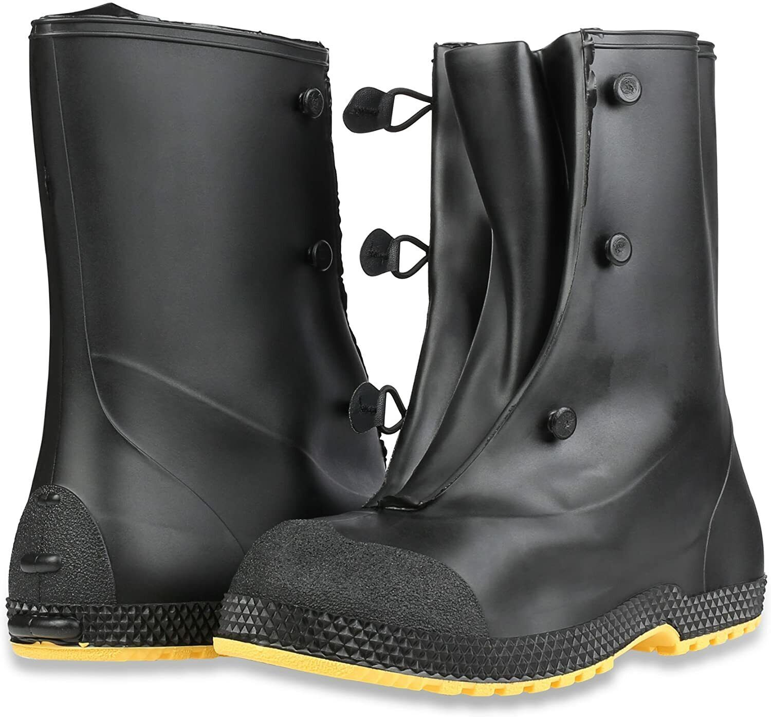 11001 Black PVC Rubber Waterproof Over Work Boots Shoes Rain Snow Galoshes SM-XL