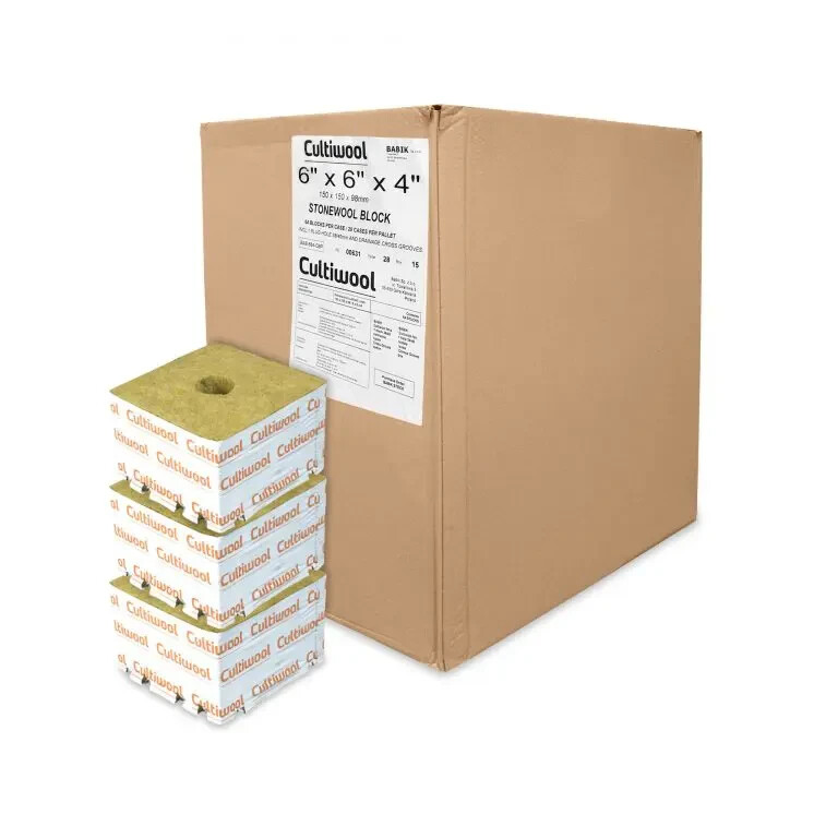 Cultiwool 6" x 6" x 4" Block w/ Optidrain Case of 64 CUL664