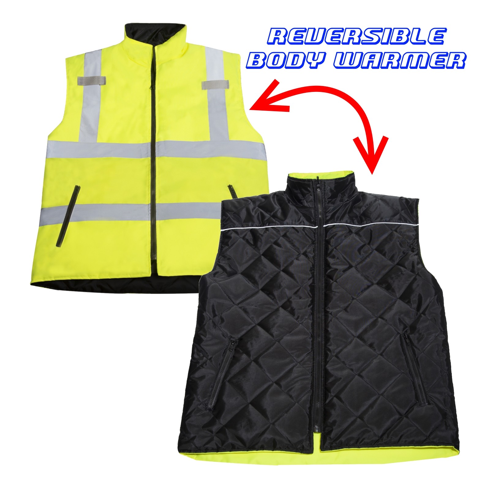 Hi Vis Visibility Reversible insulated Bodywarmer Safety JORESTECH Vest