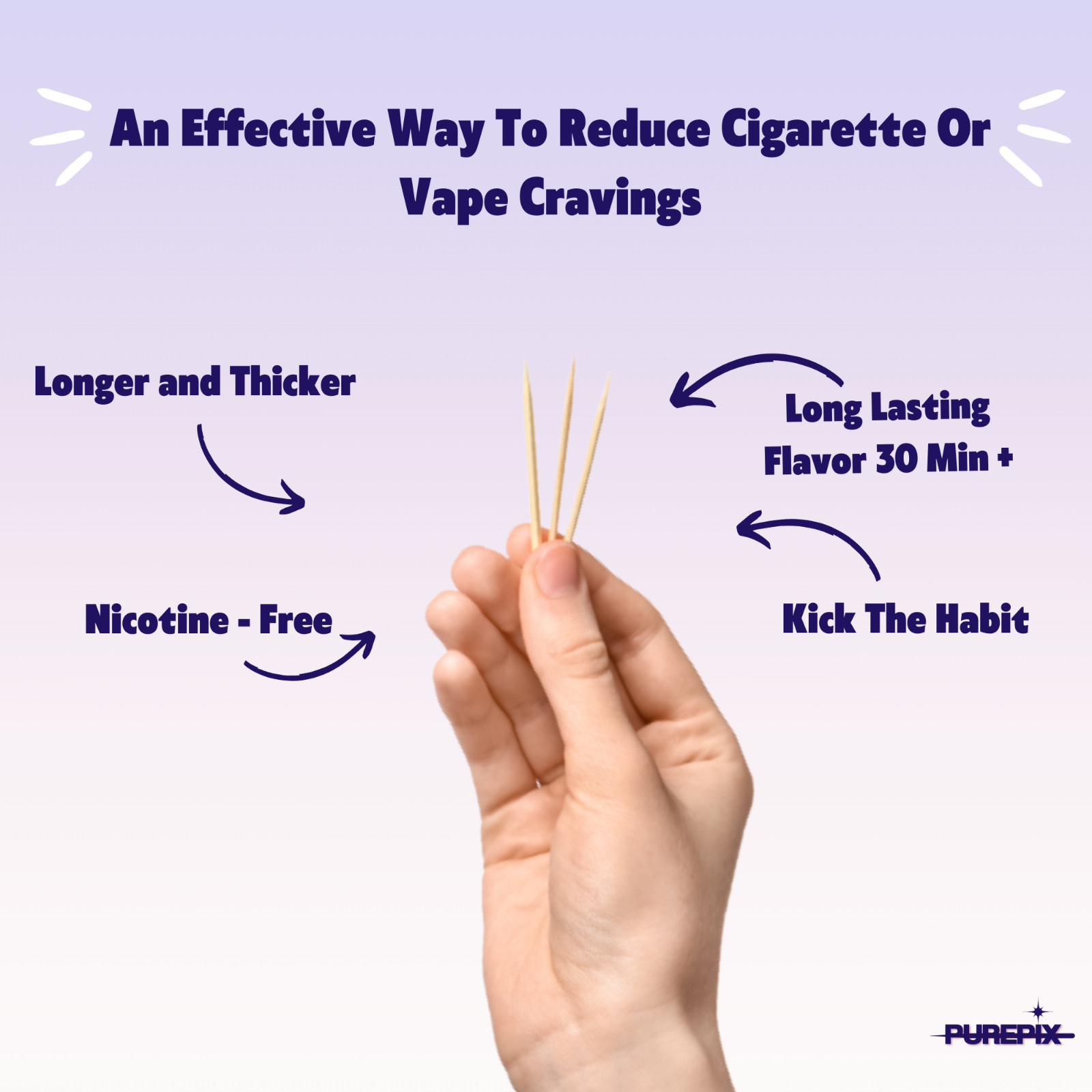 Quit Smoking Aid Premium Extra Thick Boosting Flavored Toothpicks with Lobelia