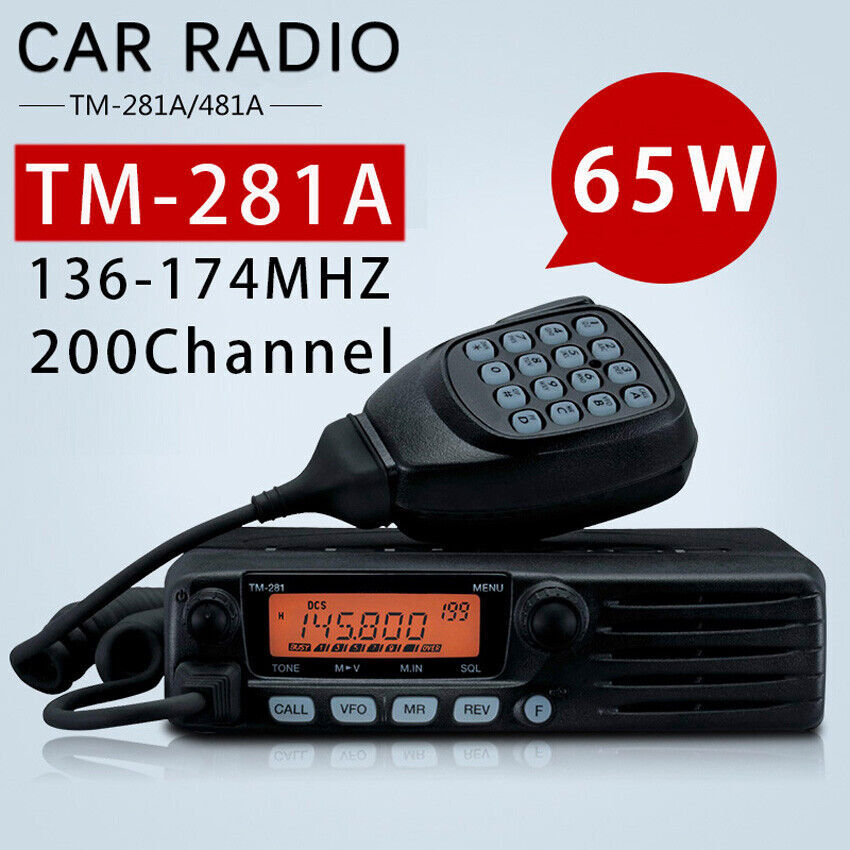 65W FM Transceiver Mobile Radio 136-174MHZ 10-50KM TM-281A Car Radio Station