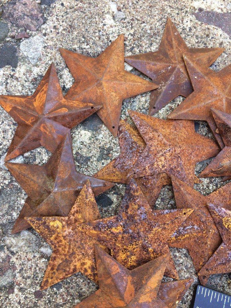 Set 20 Rusty Stars 10- 2.25" & 10- 1.5" Country Metal Barn Star Craft Supplies *