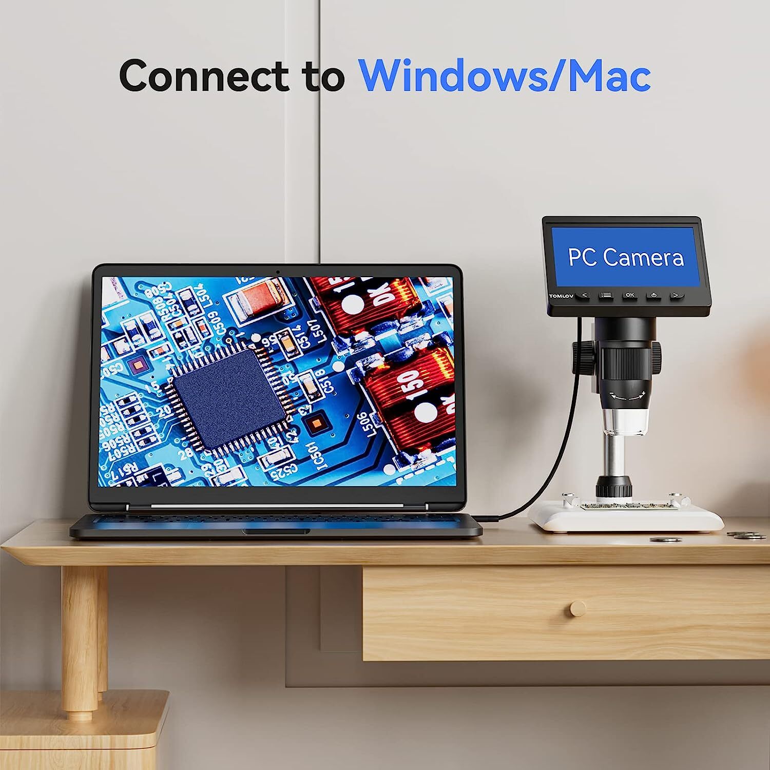 TOMLOV Digital Microscope Coin magnifier Camera 4.3" HD 720P 1000X Magnification