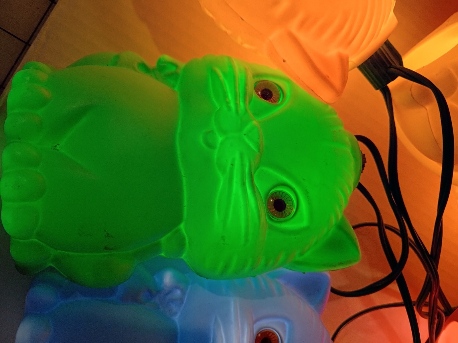 Vtg 60’s Pasta CAT Blow Mold 13pc String Lights RV Camper Patio Tiki Parti Lites