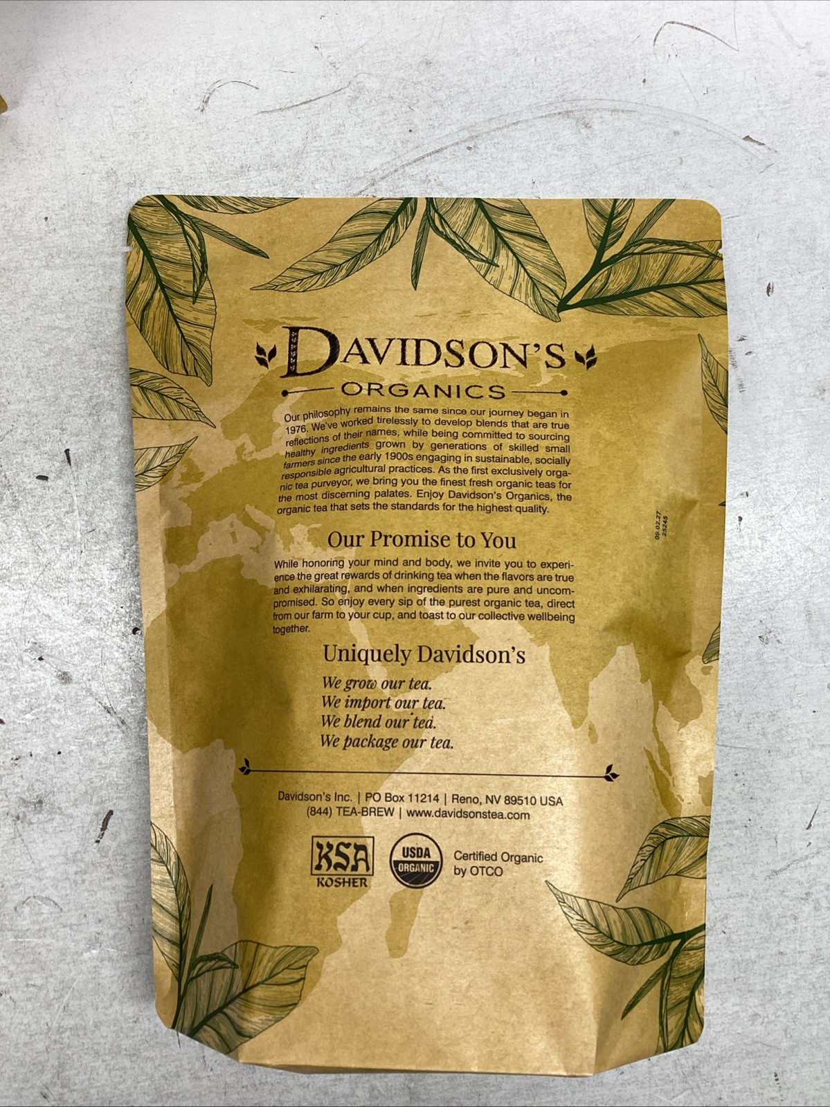 Lot of 2 Davidson's Organic Loose Leaf Tea 16oz Bag, Earl Gray exp 09/02/2027