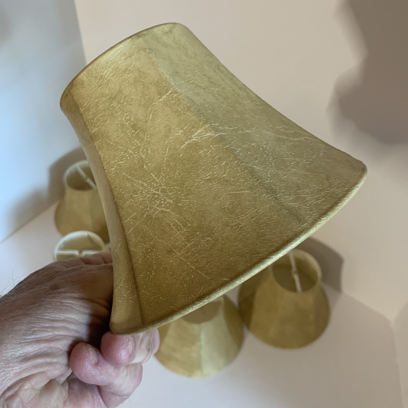 Lampshade 6 small bell shaped champagne beige color 4 1/2"H Bottom 6"