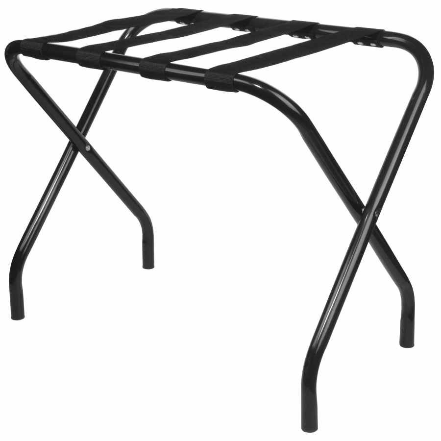 Kings Brand Furniture - Black Metal Foldable Luggage Rack Stand with Nylon Belts
